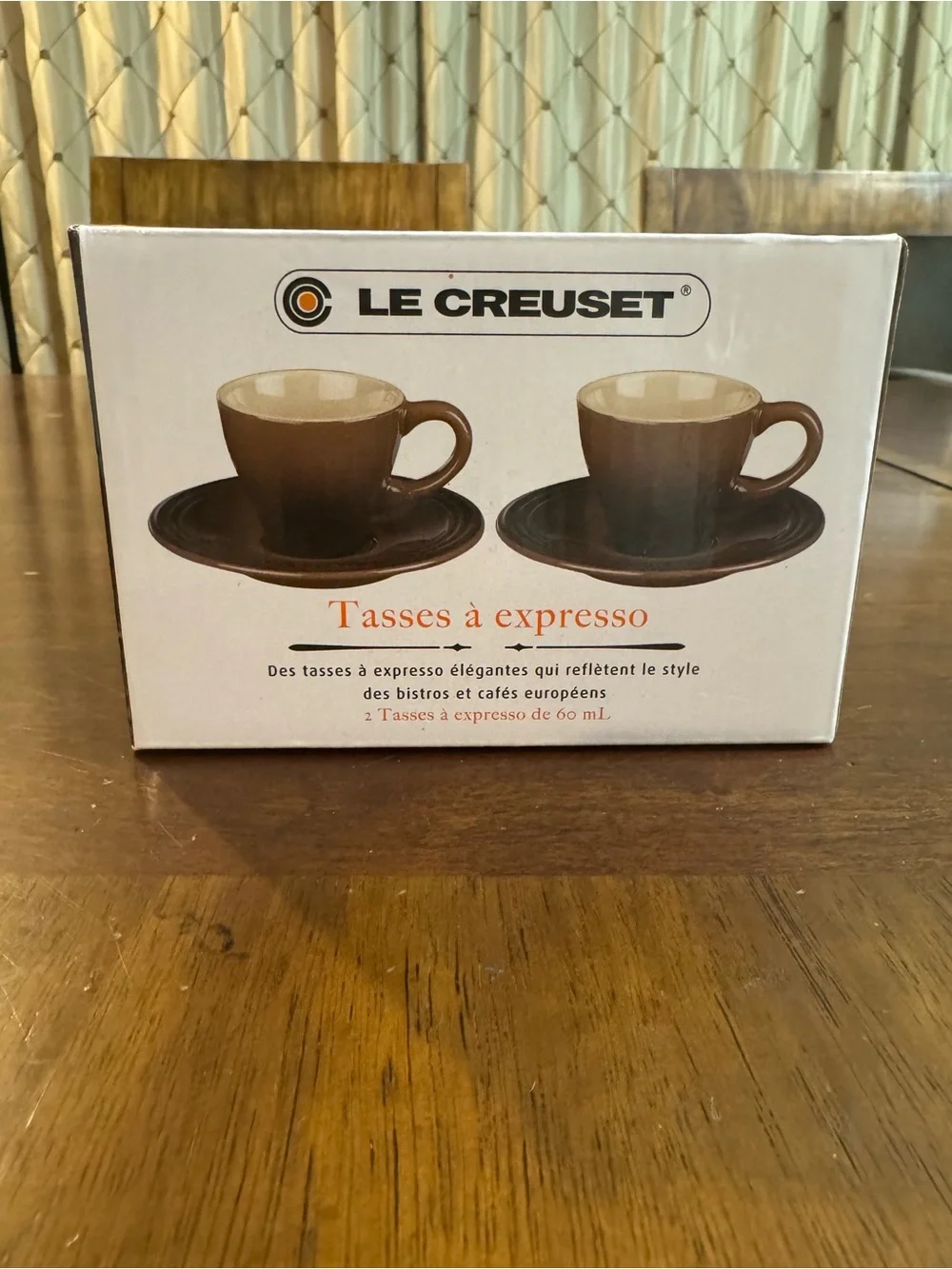 Le Creuset NEW Espresso Cup Set w/ Saucers Black/Brown exclusive Café Collection
